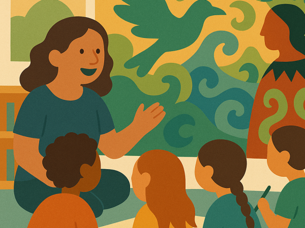 Māori storytelling and mural - Onehunga Library