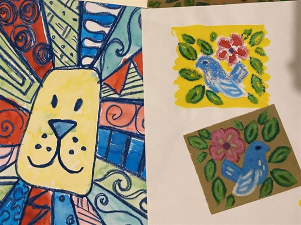 Fun with oil pastels & collage