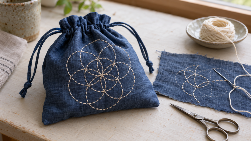 Sacred Stitching with Sashiko: Create a Silk Gift Pouch