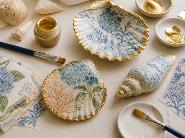 A Creative Decoupage Experience – Gilded Seashells