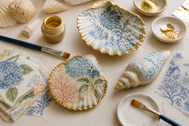 A Creative Decoupage Experience – Gilded Seashells
